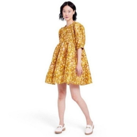 Kika Vargas X Target Floral Puff Sleeve Floral Print Mini Dress W/ Pockets SzXXS - Picture 1 of 16